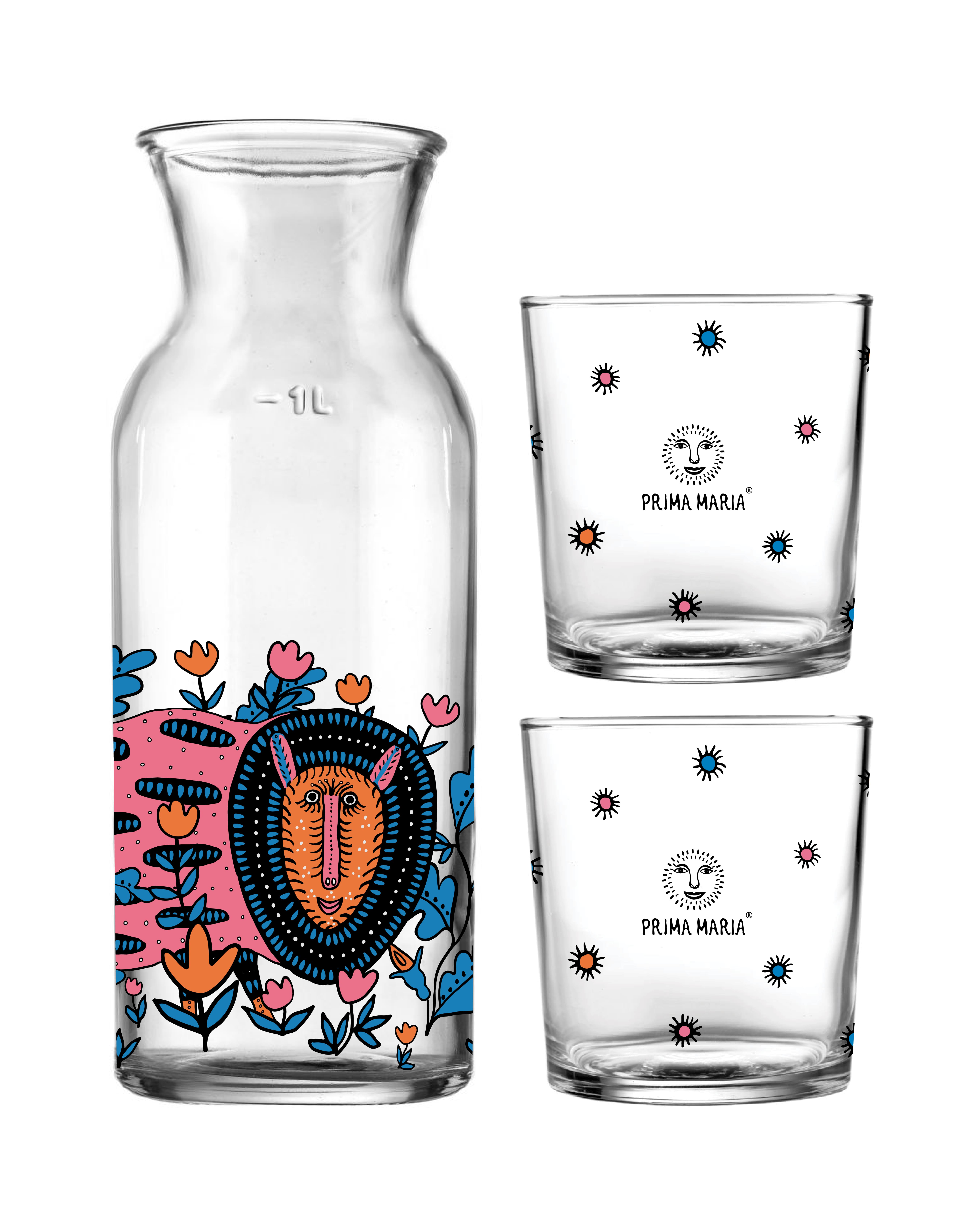 Картинка Набір скляного посуду з принтом